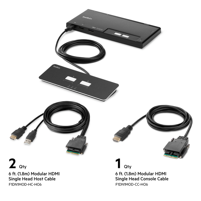 Belkin 2-Port Single Head HDMI Modular Secure KVM Switch PP4.0 W/ Remote (F1DN102MOD-HH-4)