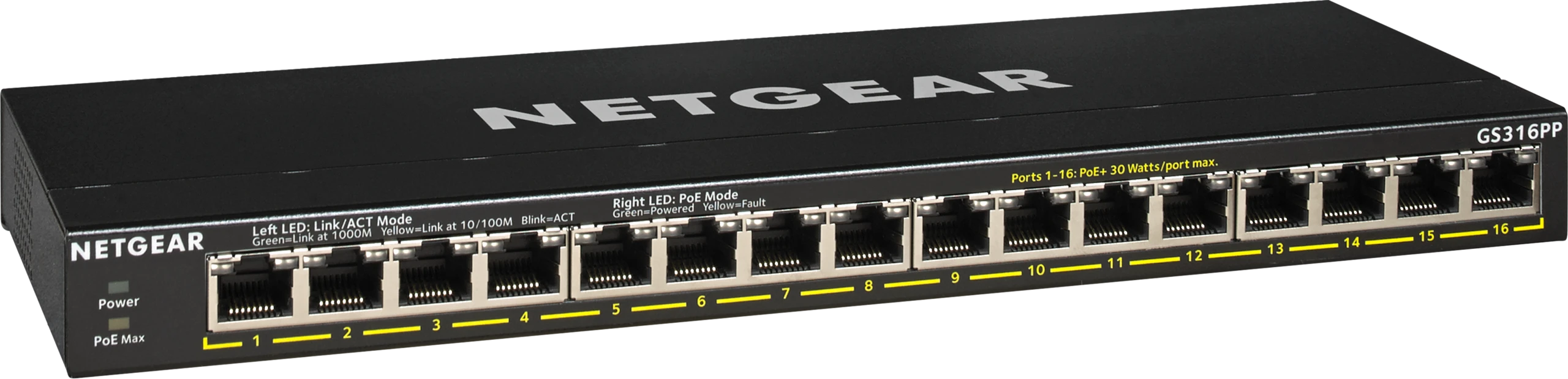 Netgear Unmanaged PoE + Essentials Switch (GS316PP)